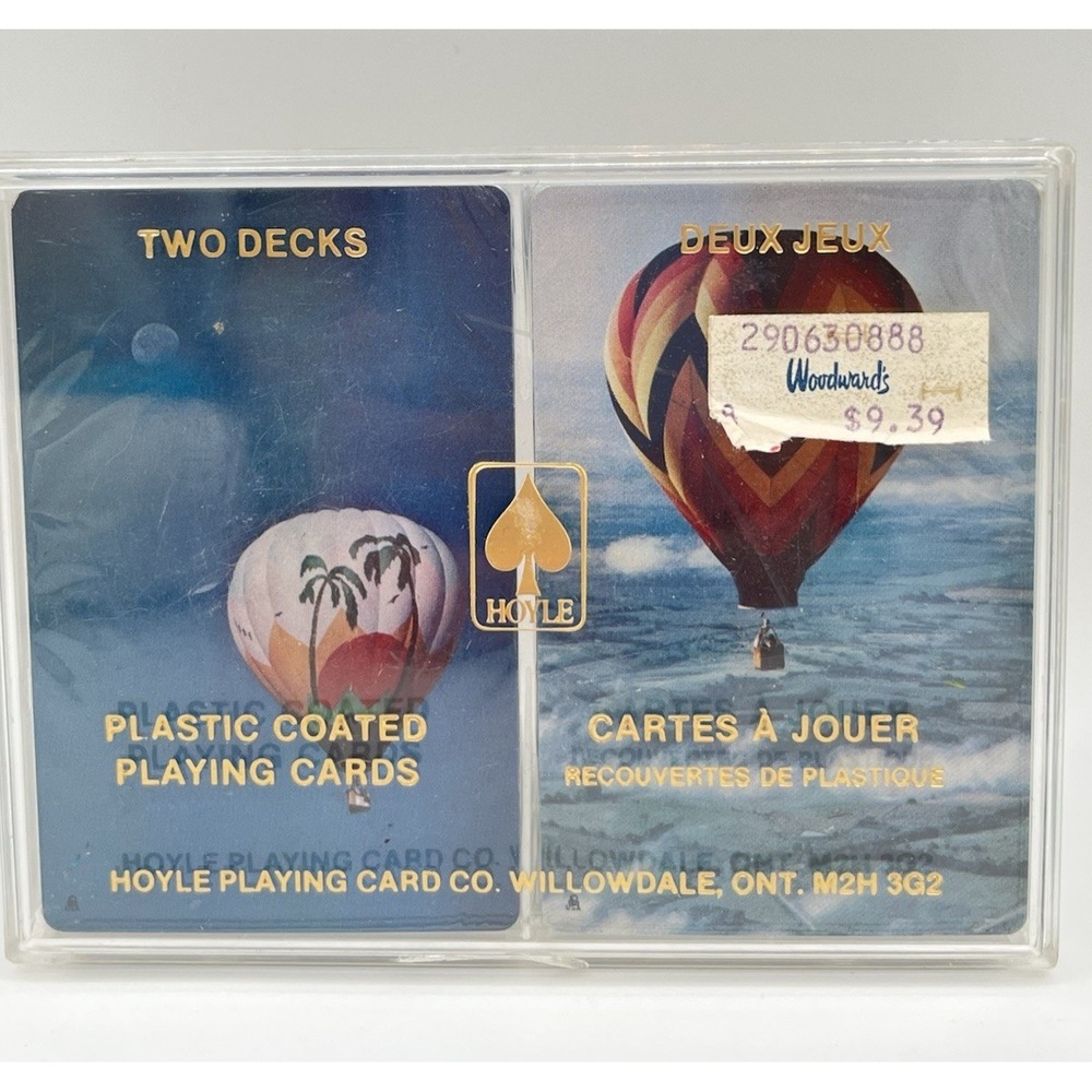 Vintage Hoyle Hot Air Balloons Playing cards Double Deck Made in USA unopened